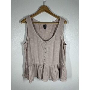 GAP Tank Top Womens XL Tall Pink Peplum Sleeveless Button Front Casual